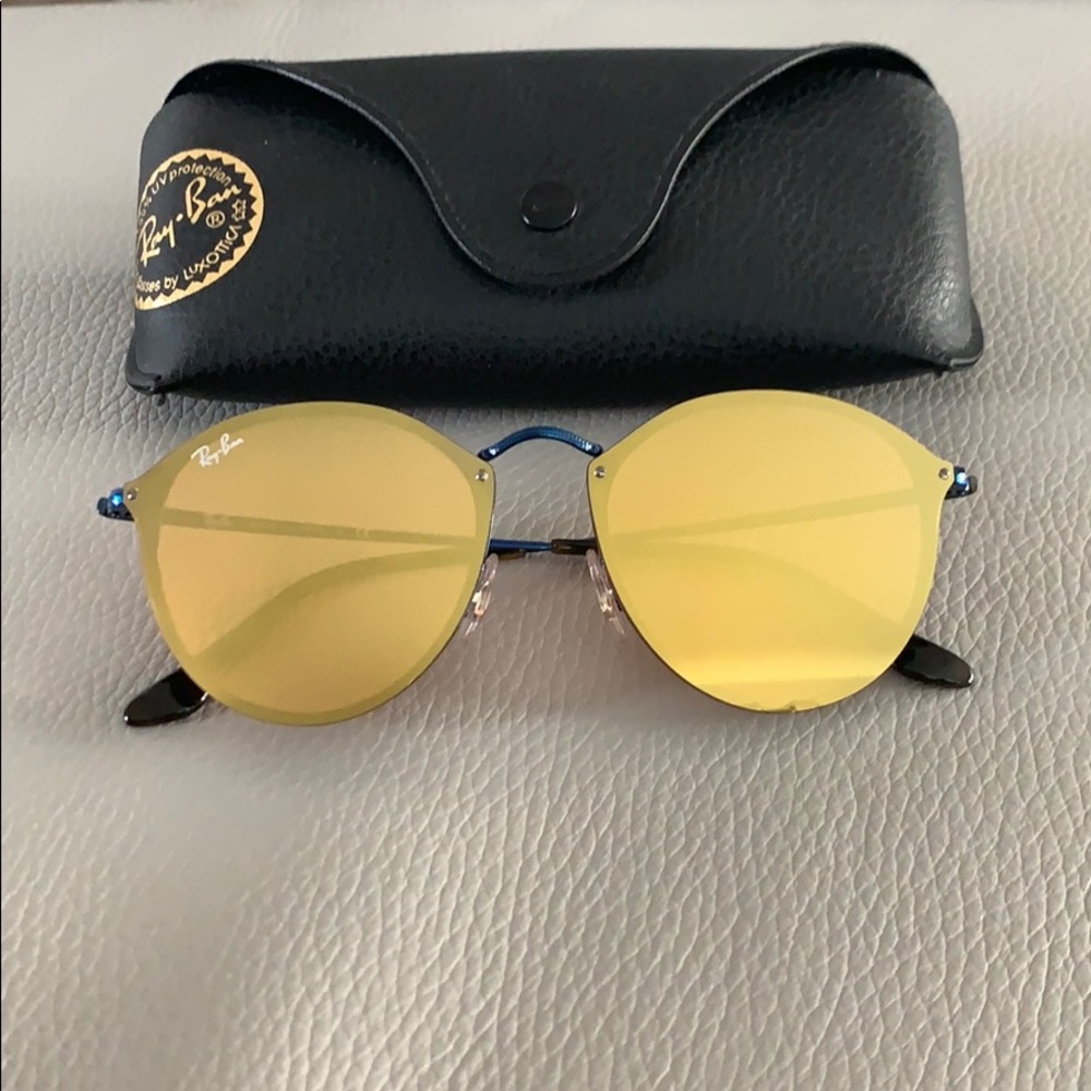 Ray Ban Dark Orange Blaze Round Sunglasses Unisex